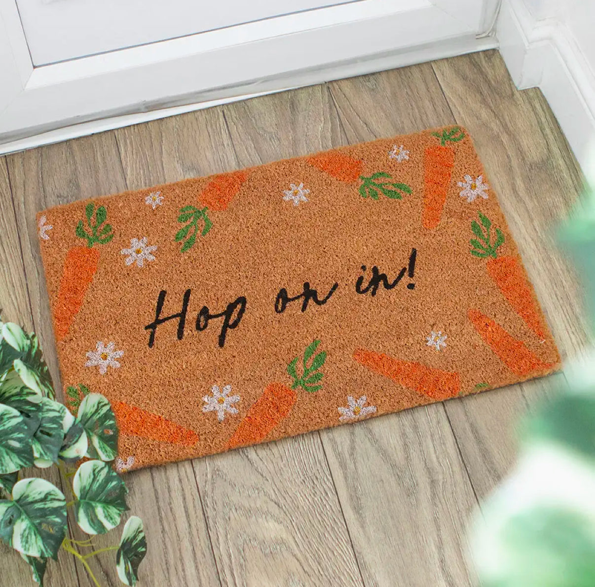 Natural Easter Door Mat - Hop on in