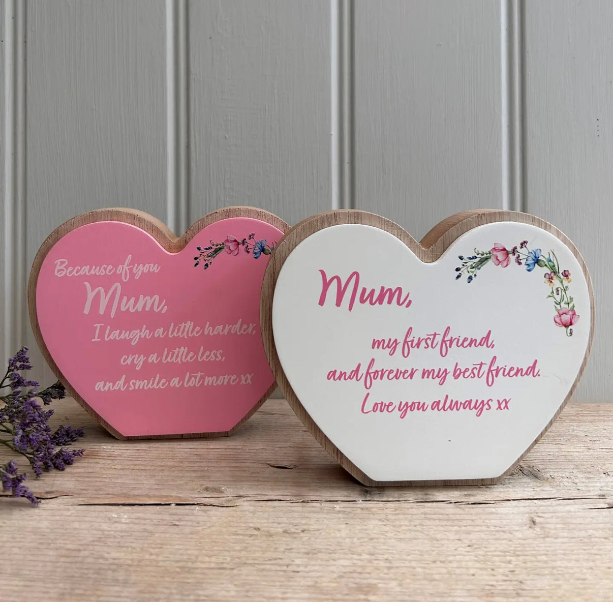 Mum Double Layer Wooden Heart Plaque