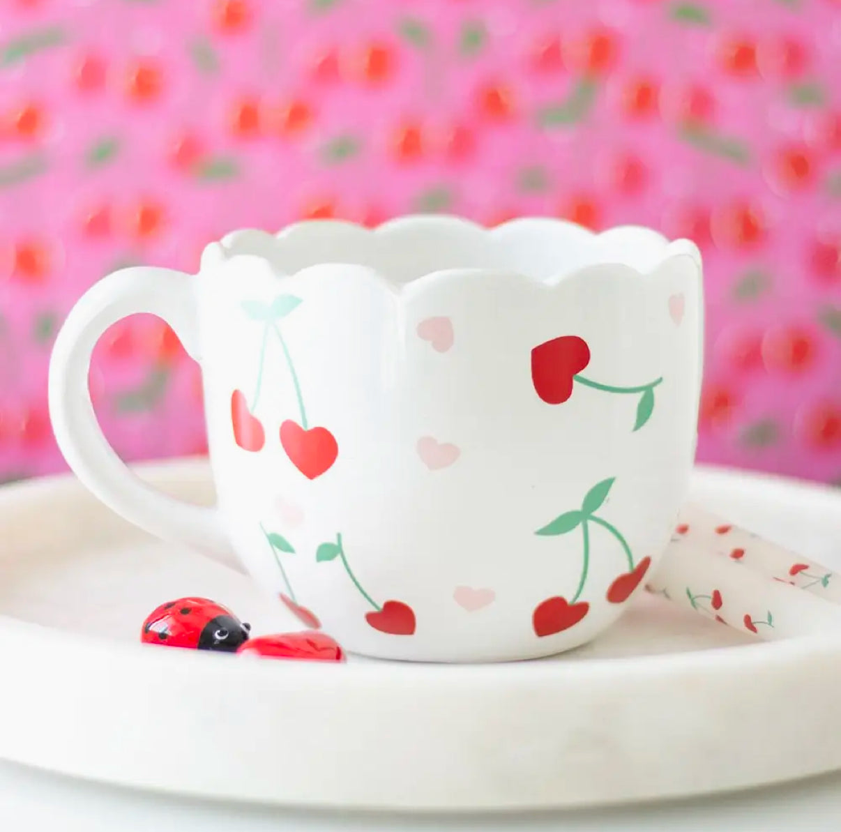 Cherry Scalloped Mug