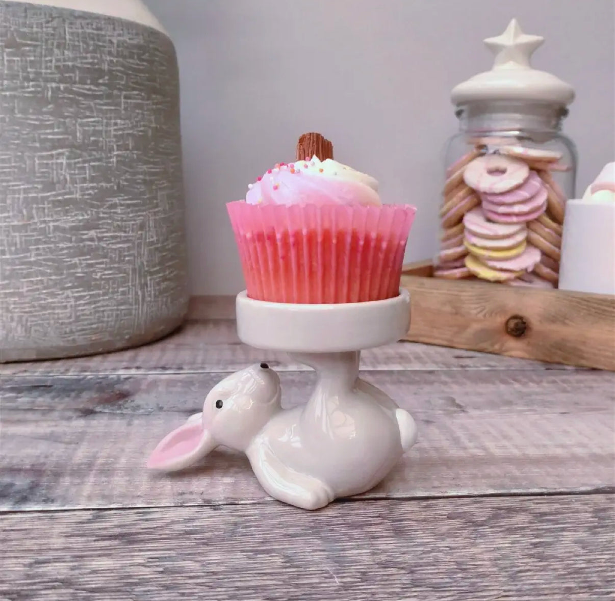 Ceramic Rabbit Candle Holder / Cupcake Holder